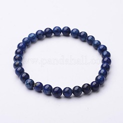 Natural Lapis Lazuli Round Beaded Stretch Bracelets&nbsp;BJEW-F202-04