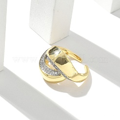 Brass Micro Pave Clear Cubic Zirconia Cuff Finger Rings for Women&nbsp;RJEW-B112-12GP