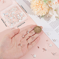 50Pcs Flat Round 304 Stainless Steel Stud Earring Settings&nbsp;STAS-BBC0005-84B