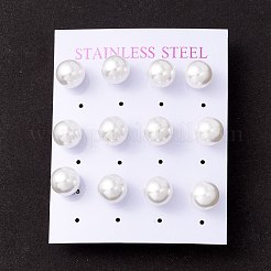 6 Pair Shell Pearl Round Ball Stud Earrings&nbsp;EJEW-A067-18A
