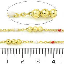 Brass Enamel Round Beaded Link Chain&nbsp;CHC-G022-07G-14