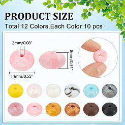 120Pcs Flat Round Food Grade Eco-Friendly Silicone Beads&nbsp;SIL-WR0001-04B