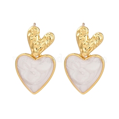 Rack Plating Heart Brass Stud Earrings for Women&nbsp;EJEW-C125-26G-01