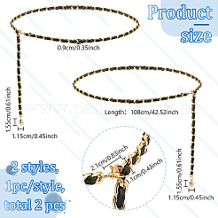 2Pcs 2 Style Aluminum Link Chain Belts with Round & Heart Charms&nbsp;AJEW-FG0002-89