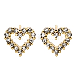 Heart Sparkling Cubic Zirconia Stud Earrings for Girl Women&nbsp;LS-EJEW-H126-18G