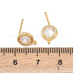 Brass Micro Pave Clear Cubic Zirconia Stud Earring Findings&nbsp;KK-Z133-01G-01