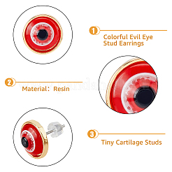 7 Pairs 7 Colors Resin Evil Eye Stud Earrings for Women&nbsp;EJEW-FI0001-71