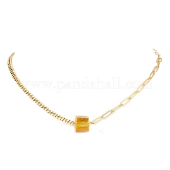 Electroplated Natural Quartz Hexagon Prism Pendant Necklaces&nbsp;NJEW-JN04996-05