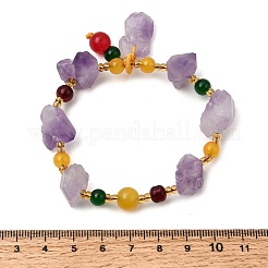 Raw Rough Natural Amethyst Nuggets Charm Beaded Stretch Bracelets for Women&nbsp;GG-CBA2C9C-06