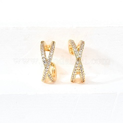 Brass Micro Pave Clear Cubic Zirconia Cuff Earrings&nbsp;EJEW-F370-26G