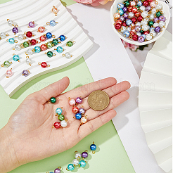 150Pcs 5 Colors Glass Imitation Pearl Connector Charms&nbsp;FIND-HY0001-86