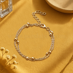 4Pcs 2 Colors Iron Round Ball Cable Chain 2-Strand Anklets for Women&nbsp;AJEW-HY0002-58
