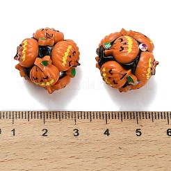Halloween Theme Polymer Clay Rhinestone Beads with Resin&nbsp;RESI-Z045-02B-02
