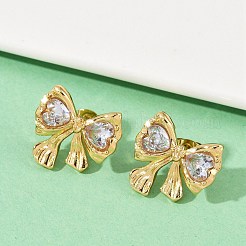 Bowknot 304 Stainless Steel Glass Stud Earrings&nbsp;LS-EJEW-M105-02G