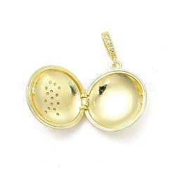 Brass Micro Pave Clear Cubic Zirconia Locket Pendants&nbsp;KK-H441-43B-LG