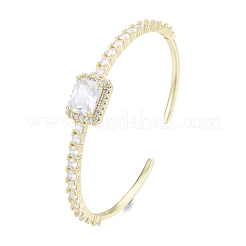 Cubic Zirconia Rectangle Open Cuff Bangle&nbsp;BJEW-G651-05G-04