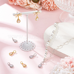 12Pcs 2 Colors Rack Plating Brass Micro Pave Clear Cubic Zirconia Charms&nbsp;KK-BC0013-62
