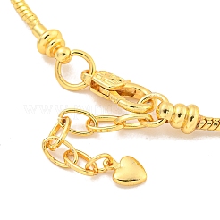 3MM Brass European Style Round Snake Chain Bracelets for Jewelry Making&nbsp;BJEW-G703-04G