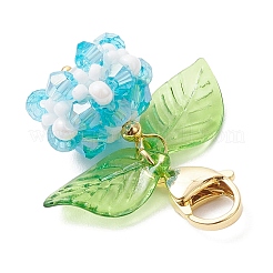 Flower Acrylic & Glass Pearl Pendant Decorations&nbsp;HJEW-MZ00219-04