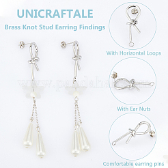 8 Pair Brass Knot Stud Earring Findings&nbsp;KK-UN0001-83