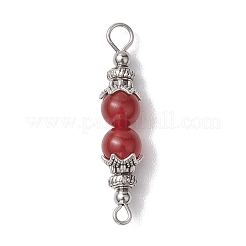 Natuarl Mixed Gemstone Round Beaded Connector Charms&nbsp;PALLOY-JF02714