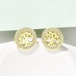 Brass Micro Pave Clear Cubic Zirconia Stud Earrings&nbsp;EJEW-P303-01B-G
