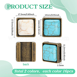 32Pcs 2 Colors Alloy & Synthetic Turquoise Buckles&nbsp;HJEW-PH02463