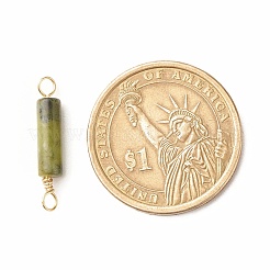 Natural Taiwan Jade Connector Charms&nbsp;PALLOY-JF01454-06