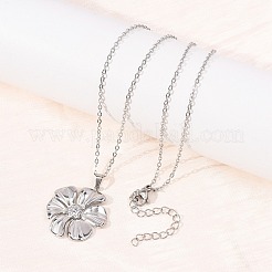 304 Stainless Steel Textured Flower Pendant Necklaces for Women&nbsp;NJEW-C117-01C-P