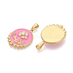 304 Stainless Steel & Enamel & ABS Imitation Pearl Pendants&nbsp;STAS-T072-94A-G