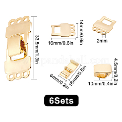 6 Sets Brass Fold Over Clasps&nbsp;STAS-SC0003-33
