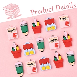 16Pcs 4 Styles Stationery Theme Resin Pendants&nbsp;RESI-FS0001-89
