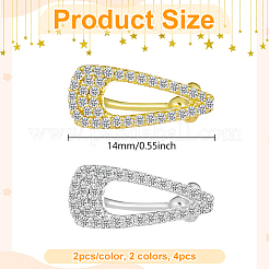 4Pcs 2 Colors Brass Micro Pave Clear Cubic Zirconia Teardrop Clip-on Earrings&nbsp;EJEW-HY0001-25
