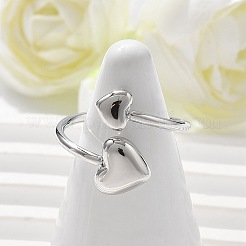 304 Stainless Steel Heart Cuff Rings for Women&nbsp;RJEW-A063-01D-P