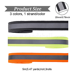3 Strands 3 Colors Polyester Fluorescent Reflective Ribbon&nbsp;OCOR-FG0001-52