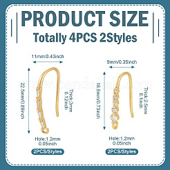 4Pcs 2 Styles Brass Micro Pave Clear Cubic Zirconia Earring Hooks&nbsp;KK-TA0003-30