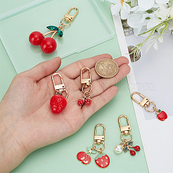 6Pcs 6 Styles Alloy Enamel Fruit Pendant Decoration&nbsp;HJEW-PH0001-86