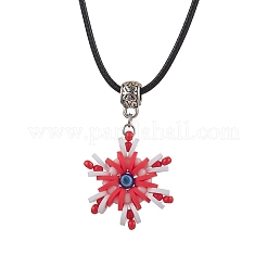 Glass Seed Beads & Polymer Clay & Evil Eye Lampwork Snowflake Pendant Necklaces&nbsp;NJEW-MZ00102-04
