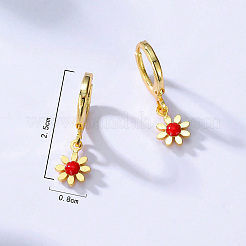 Brass Enamel Leverback Dangle Earrings for Women&nbsp;WO0430