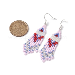 Iron with Glass Dangle Stud Earring&nbsp;EJEW-MZ00184
