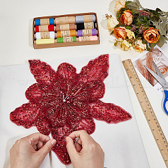 3D Flower Polyester Sequin Brooches for Backpack Clothes&nbsp;JEWB-WH0030-63B