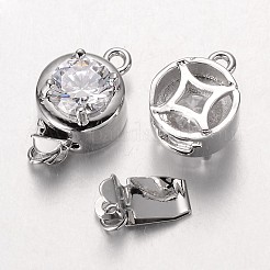 Brass Cubic Zirconia Box Clasps&nbsp;ZIRC-O020-13-NR