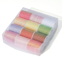 12 Rolls Rainbow Color Polyester Sewing Metallic Thread&nbsp;OCOR-WH20074-02C