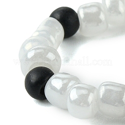 Round Synthetic Turquoise with Glass Seeded Beaded Stretch Rings for Women&nbsp;RJEW-JR00707-02