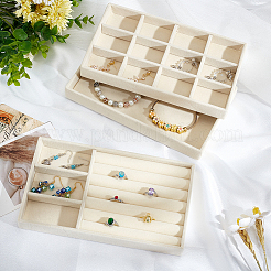 3Pcs 3 Styles Rectangle Wood Covered with Velvet Jewelry Trinket Display Trays&nbsp;AJEW-SP0004-64B-02
