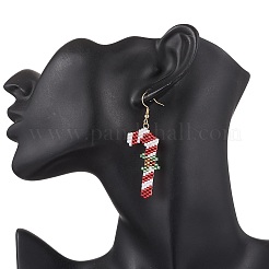 5 Pairs 304 Stainless Steel Glass Seed Beads Christmas Theme Dangle Earrings&nbsp;EJEW-MZ00527