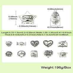 60Pcs 10 Styles Valentine's Day Theme Tibetan Style Alloy Beads&nbsp;TIBEB-CJ0001-38