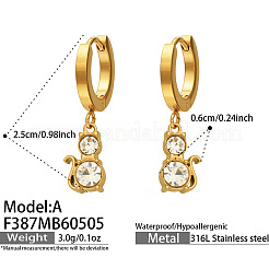 304 Stainless Steel & Clear Cubic Zirconia Hoop Dangle Earrings&nbsp;WGED26E-01
