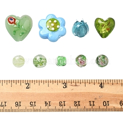 38Pcs 9 Styles Handmade Lampwork Silver Foil Glass Beads&nbsp;FOIL-FS0001-38