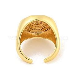 Rack Plating Octagon Brass Micro Pave Clear Cubic Zirconia Cuff Finger Rings&nbsp;RJEW-C103-04G